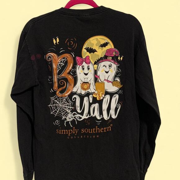 Simply Southern “Boo Yall” long sleeve black t shirt size medium - Picture 1 of 6